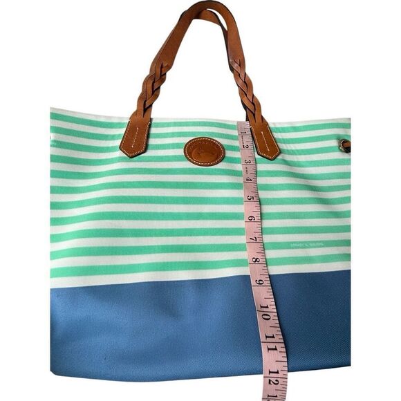 Dooney & Bourke Striped Nylon Sullivan Shopper Tote In Mint green, White, & Blue - Picture 11 of 11